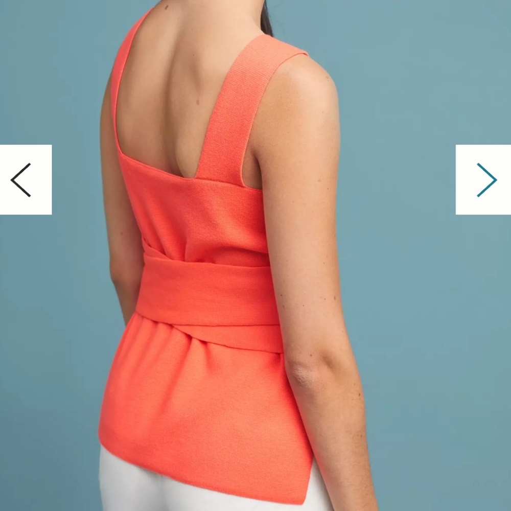 By Anthropologie Orange Harloe Belted Tank Top Medium - Picture 10 of 11